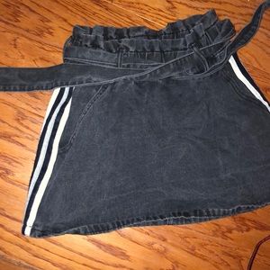 Black jean skirt white stripes
